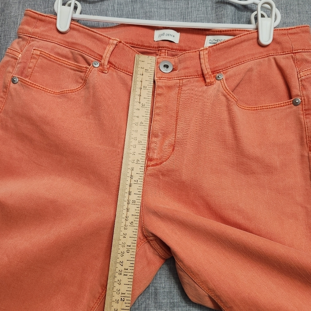 J.Jill Women’s Coral Authentic Fit Cropped Raw Hem Cotton Spandex Denim size 10 - Picture 6 of 13